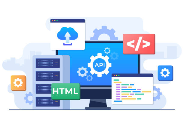 application programming interface concept, api provides the interface for communication between applications, software development tool, internet and networking, simplifying application integration - 軟件系統(tǒng) 幅插畫檔,、美工圖案,、卡通及圖標(biāo)